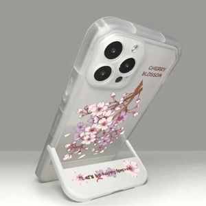 Pink Sakura fold iPhone case cover 12 protector silicone Apple cartoon new